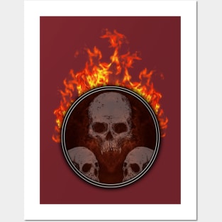 fire skull Posters and Art